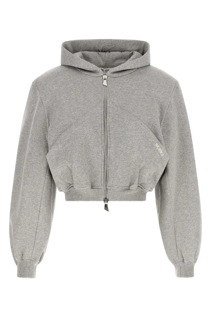 THE ATTICO Felpa Con Cappuccio Crop Grigio