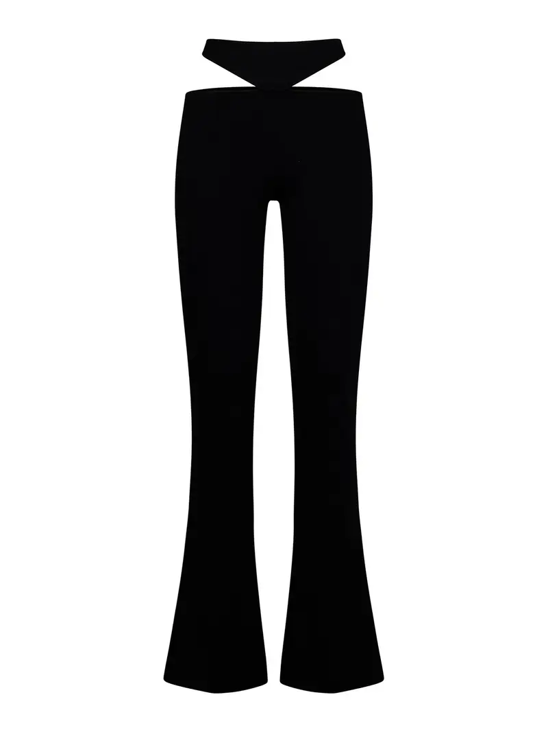 The Attico Pantalone a zampa in jersey tecnico compatto Nero