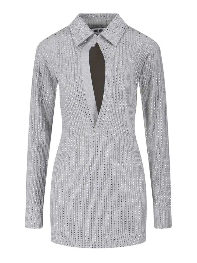 The Attico Vestito Mini Con Strass Grigio