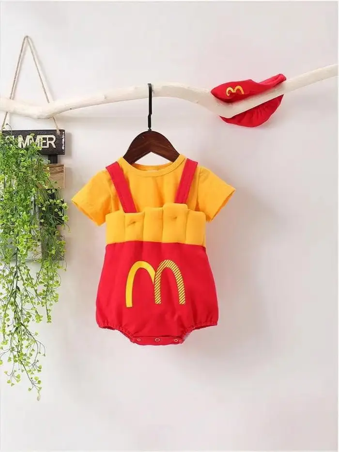 the BAY Tuta per neonato con patatine fritte e cappellino per autunno 2024 per maschi e femmine 66cm