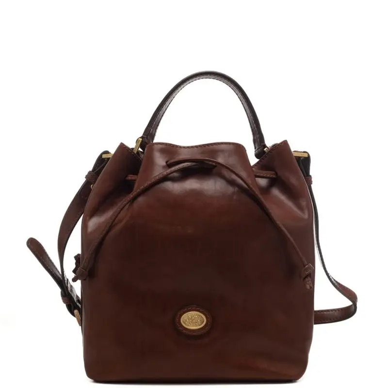 The Bridge borsa a secchiello rigido chiusura con coulisse in pelle cuoio