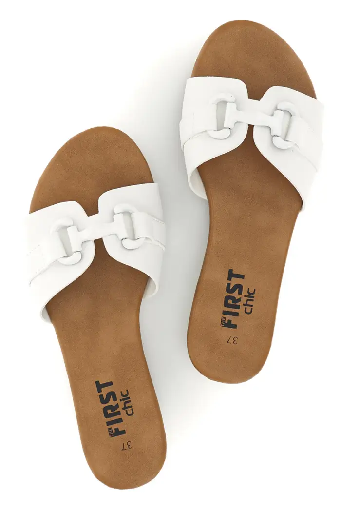 Ciabatte bianche con catena decorativa The first PREA441 [BIANCO]