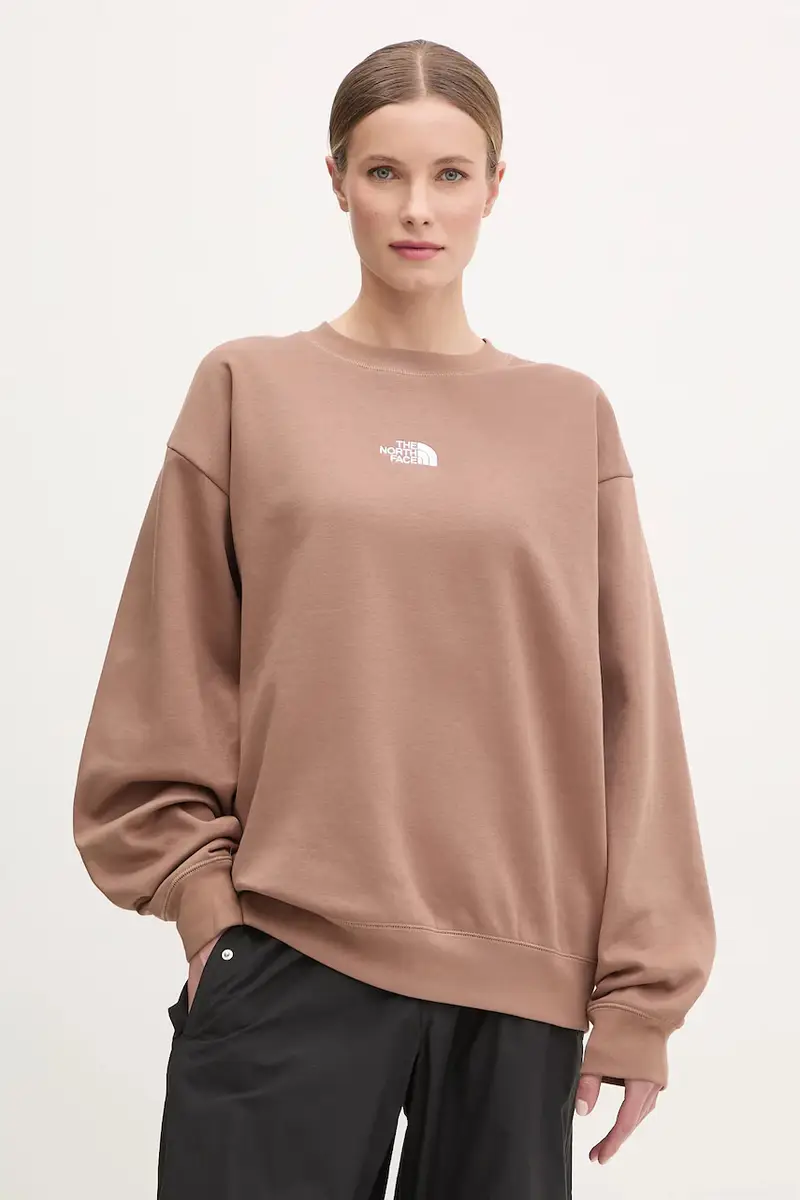 The North Face felpa Essential donna colore marrone con applicazione NF0A89EP6IH1