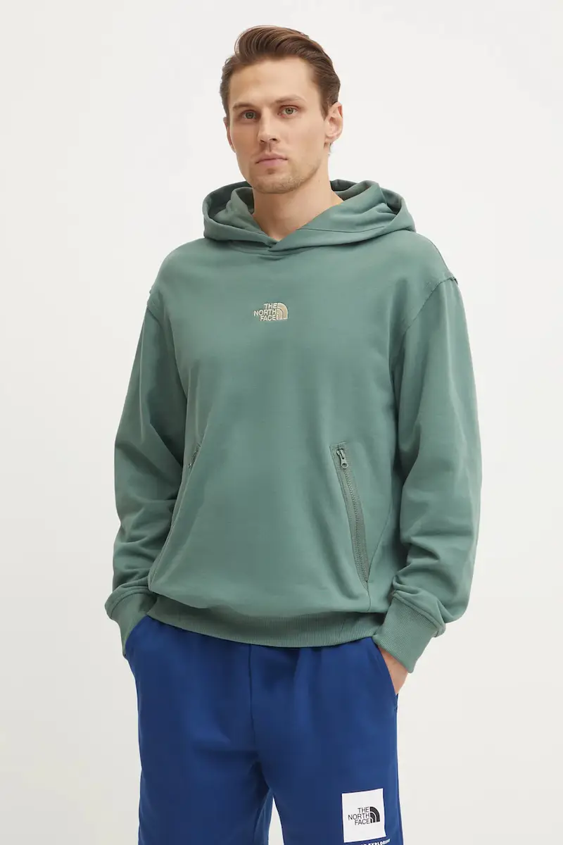 The North Face felpa in cotone Heritage Relaxed uomo colore verde con cappuccio NF0A8C42HCH1