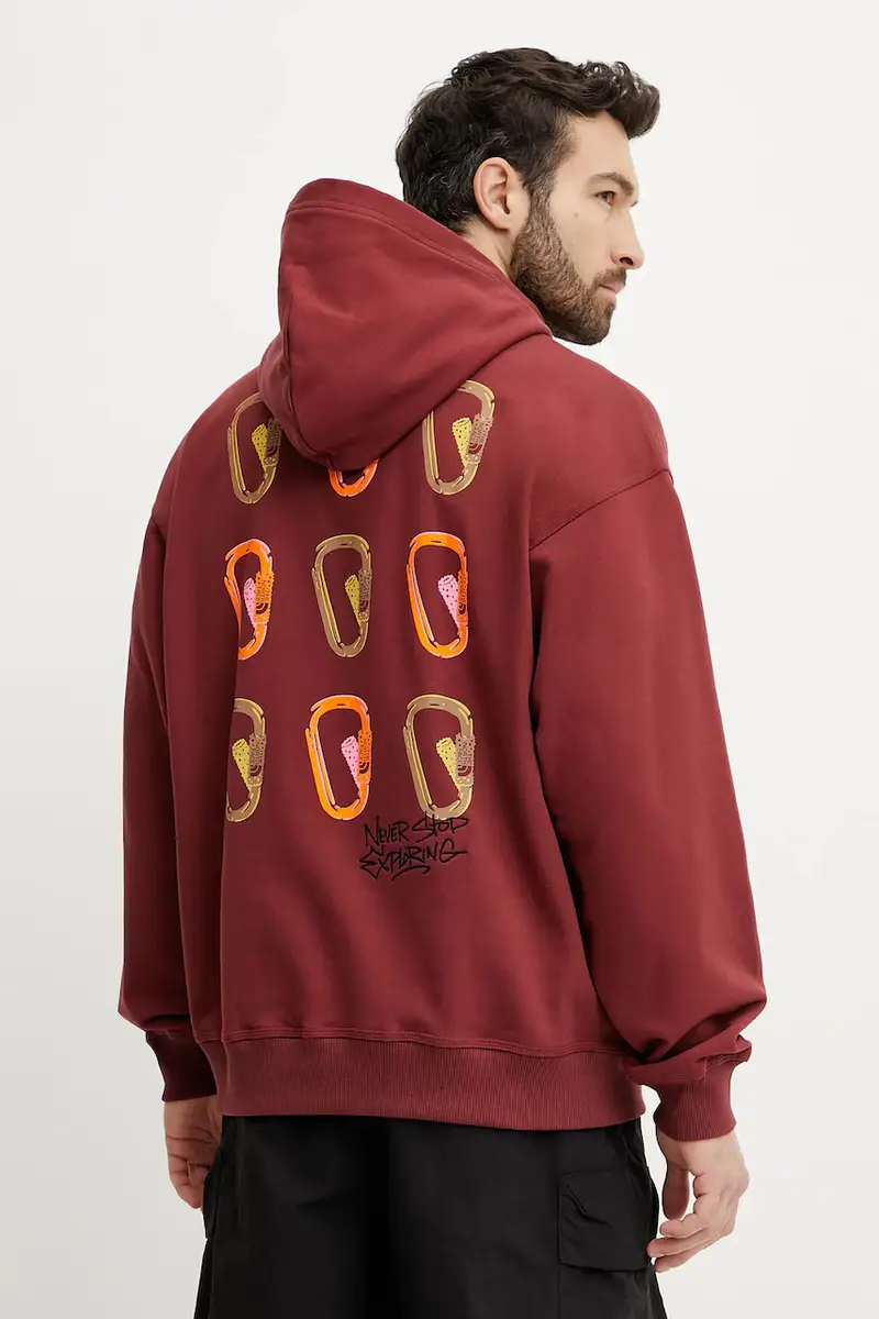 The North Face felpa in cotone Nuptse Oversized uomo colore rosso con cappuccio NF0A8C3V0VO1