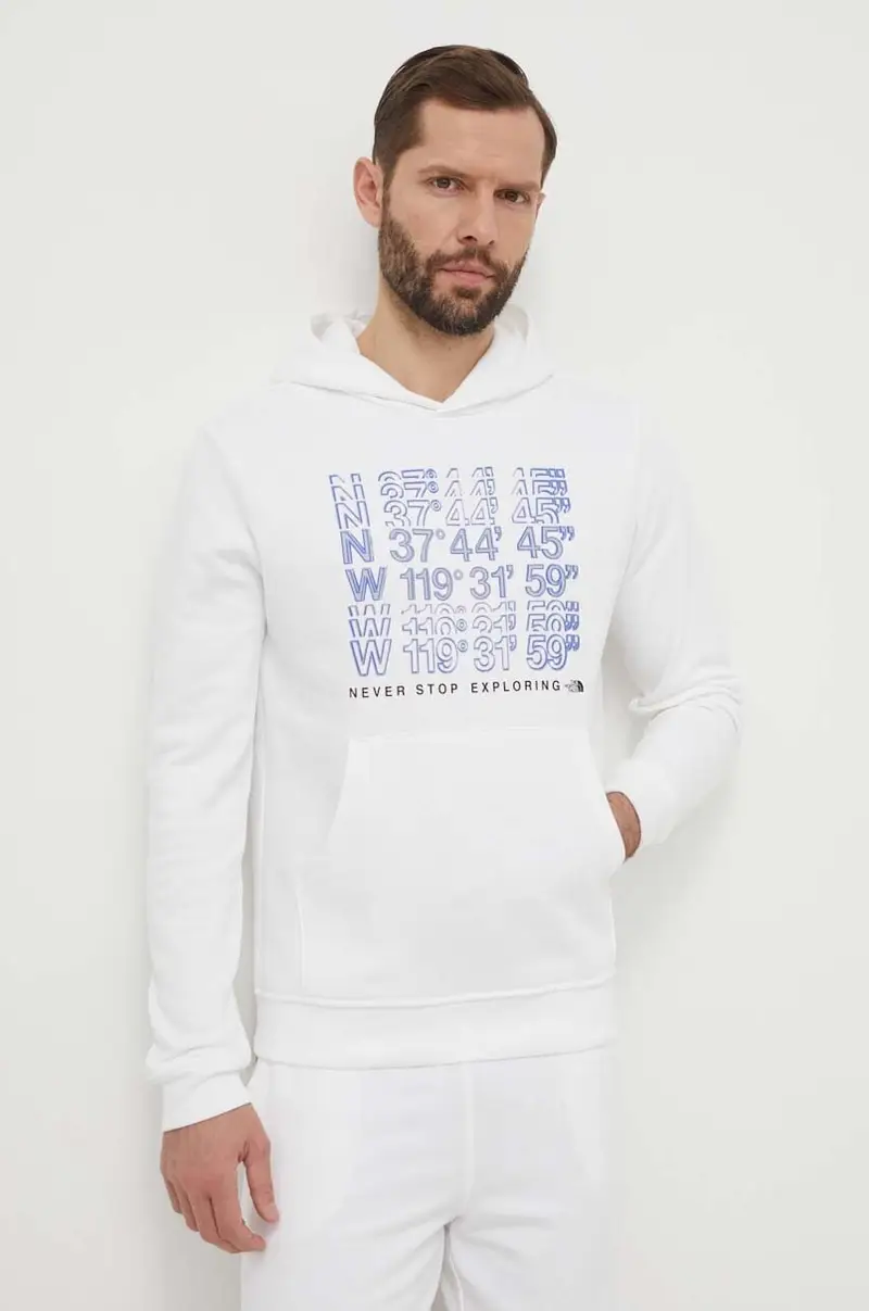 The North Face felpa in cotone uomo colore bianco con cappuccio NF0A87EAFN41