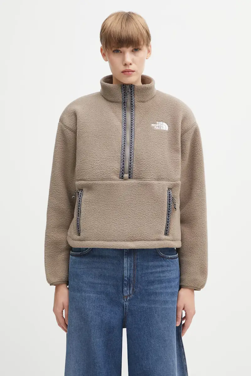 The North Face felpa in pile Fleeski 1/4 zip donna colore marrone NF0A88Z3BOW1