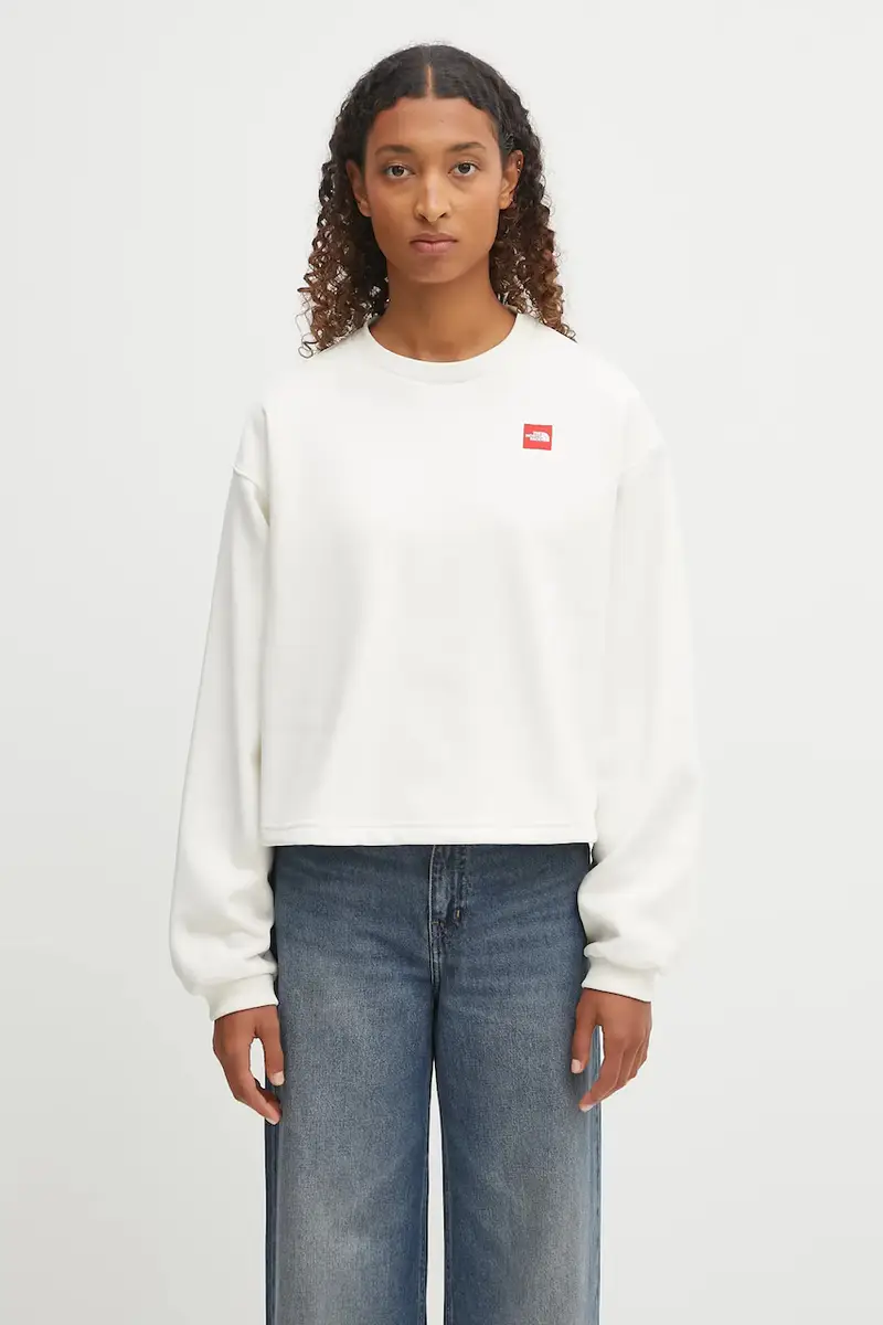 The North Face felpa Redbox donna colore beige con applicazione NF0A8EFYQLI1