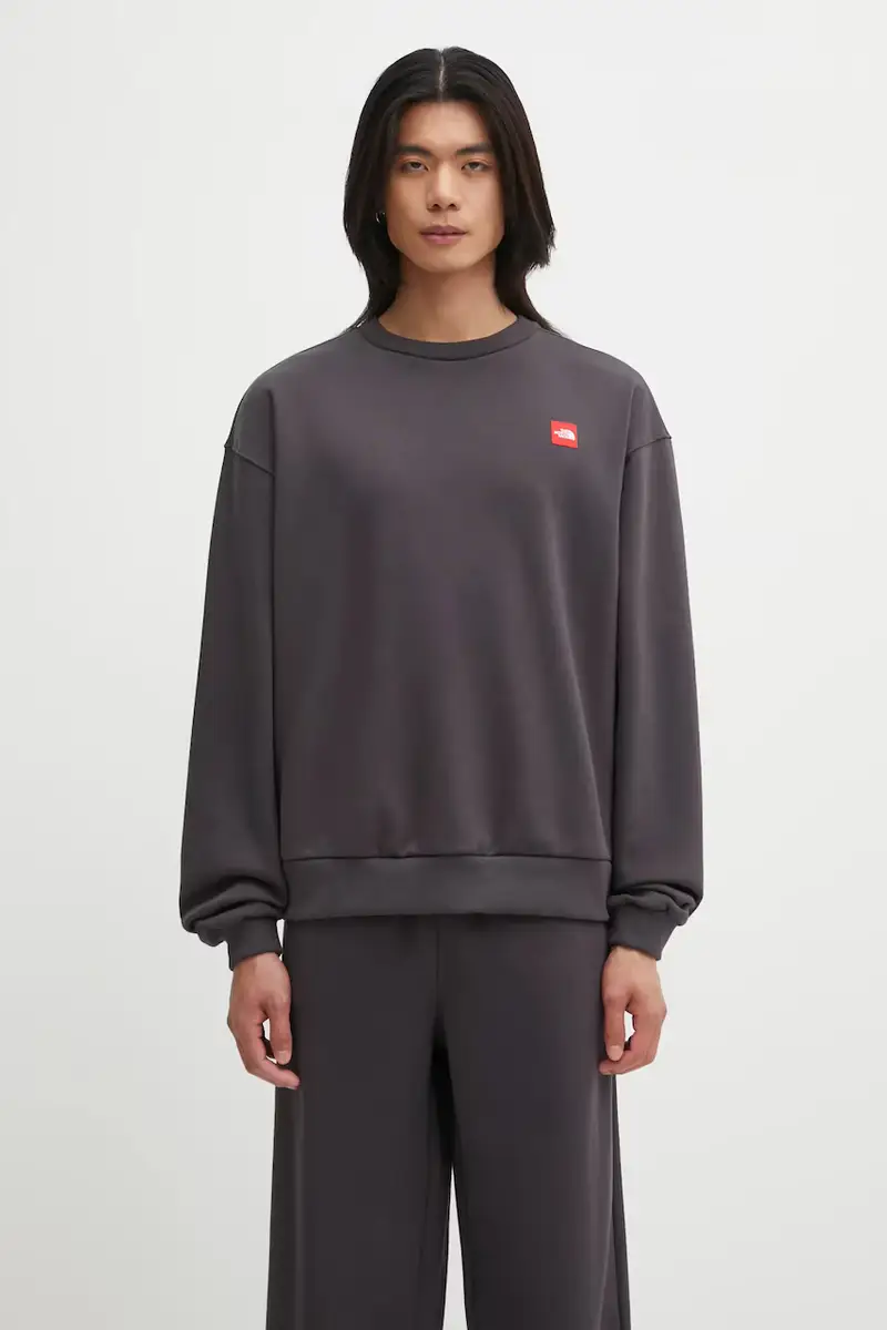 The North Face felpa Redbox uomo colore grigio con applicazione NF0A8EG10SA1