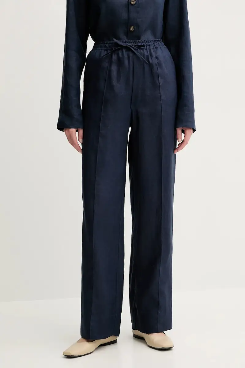 The Sleeper pantaloni in lino donna colore blu navy UNPT01P004N