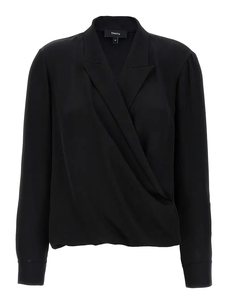 Theory Camicetta avvolgente con etichetta Pk Nero