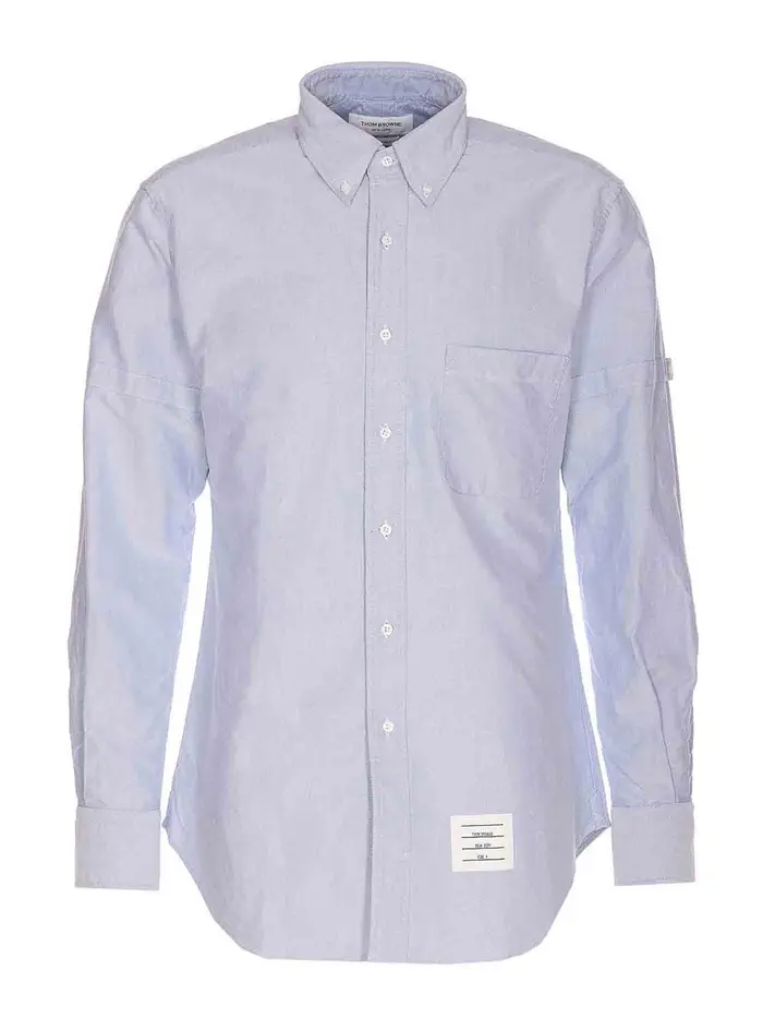 Thom Browne Camicia Classica Azzurra Con Bottoni Frontali Blu