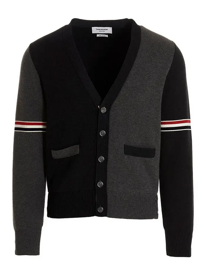 Thom Browne Cardigan bicolore Grigio