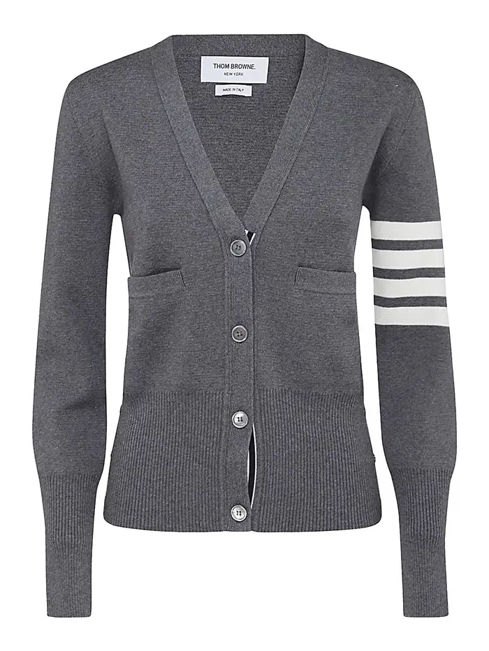Thom Browne Cardigan in lana grigio medio