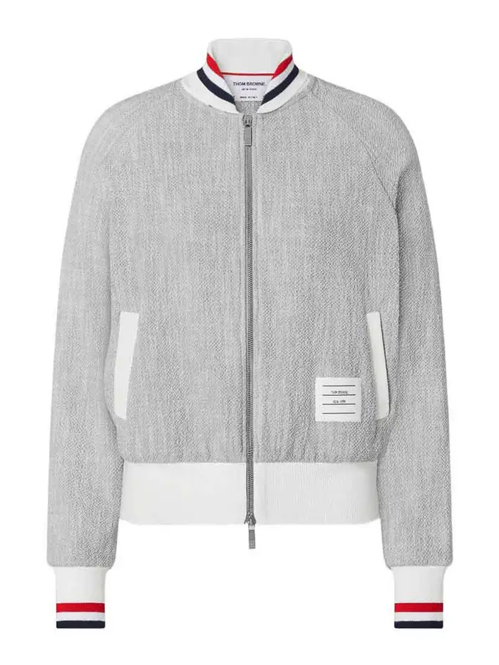 Thom Browne Giubbotto bomber in cotone Rwb Grigio