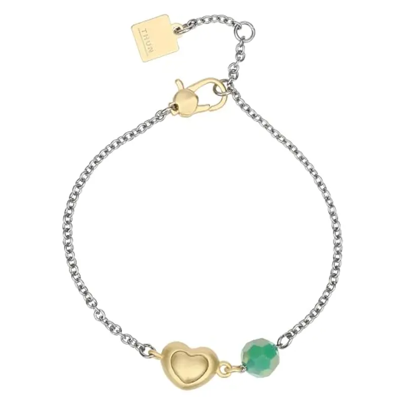 THUN Bracciale con cuore e perlina - metallo, vetro, resina - Collezione Dedicato a te - 16 + 3 cm