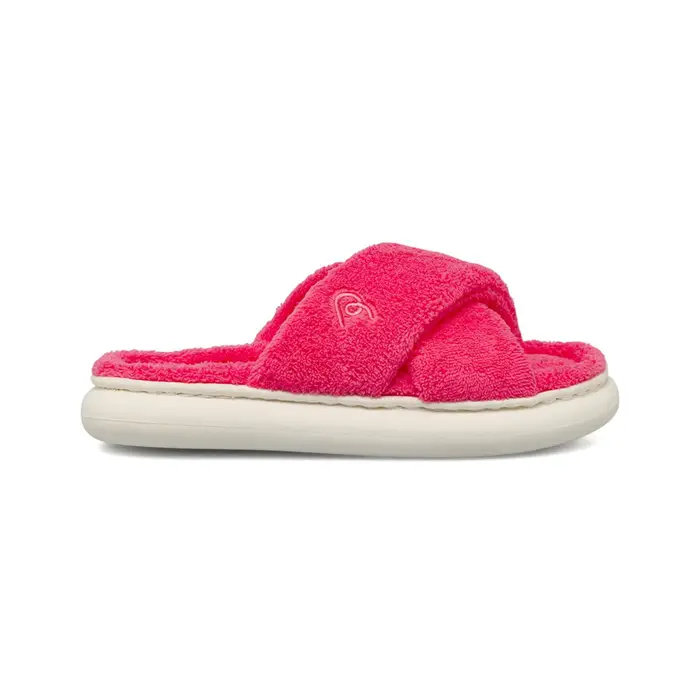 TIGLIO Ciabatte casa a fascia incrociata fucsia da donna in spugna con suola platform
