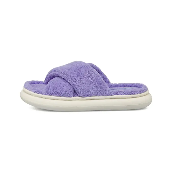 TIGLIO Ciabatte casa a fascia incrociata viola da donna in spugna con suola platform