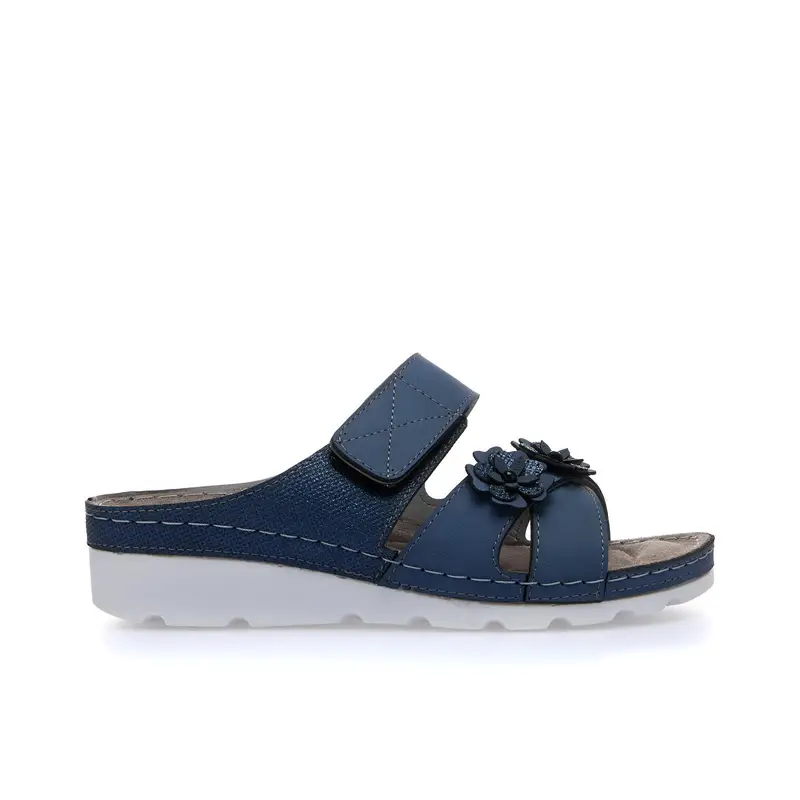 TIGLIO Ciabatte comfort blu con zeppa e strappo