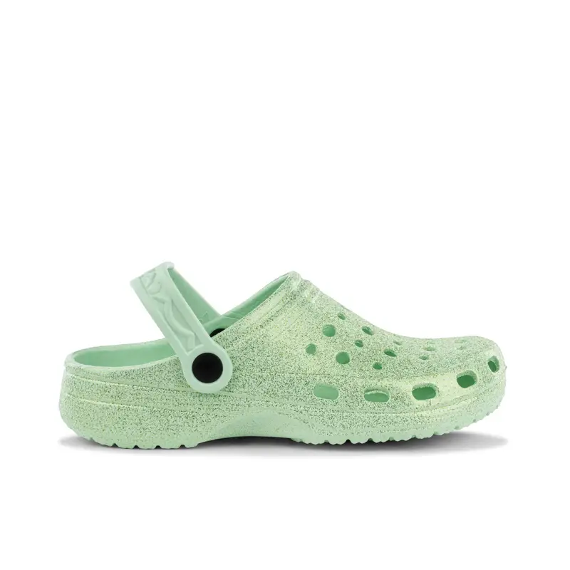 TIGLIO Ciabatte mare verdi chiuse da donna in gomma con glitter