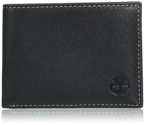 Timberland Men's Genuine Leather RFID Blocking Passcase Security Wallet, black