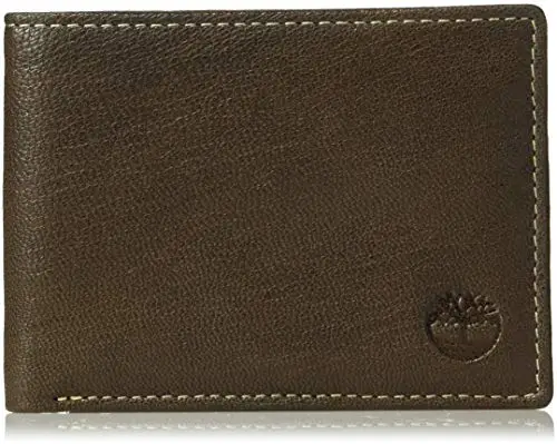 Timberland Men's Leather RFID Blocking Passcase Security Wallet, Dark Brown
