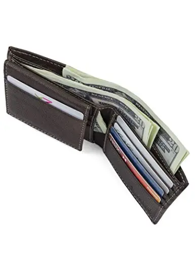 Timberland Men's Leather RFID Blocking Passcase Security Wallet, Dark Brown miniatura 3