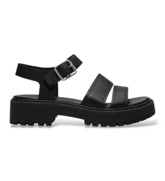 per donna TB0A2EJMW021 Sandali in Pelle con platform e cinturino posteriore Stone Street nero (42 W), 1 a 3 cm, Fibbia, Casual