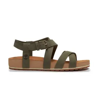 per donna TB0A2QTFEO61 Sandali Malibu Waves in pelle verde (41 W), Basso, Fibbia, Casual