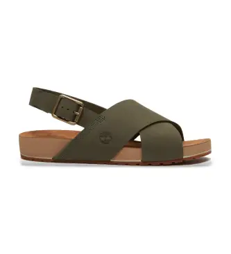 per donna TB0A5MF1EO61 Sandali Malibu Waves in pelle verde (41 W), Basso, Fibbia, Casual