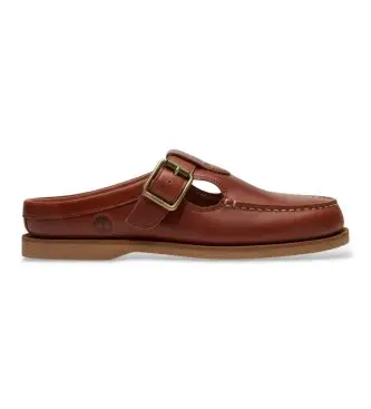 per donna TB0A5MT9EM61 Mocassini in pelle classici con tallone aperto marrone (41 5 W), Basso, Nessuno, Casual