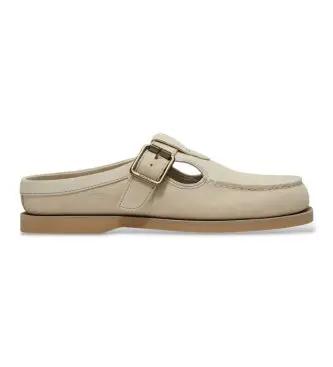 per donna TB0A5MT9ER31 Mocassini in pelle classici con tallone scoperto beige (42 W), Basso, Camoscio, Nessuno, Casual