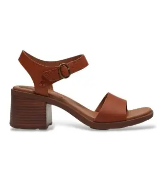 per donna TB0A5ND1EM41 Sandali in Pelle con cinturino posteriore Bellevaux marrone (42 W), 3 a 5cm, Fibbia, Casual