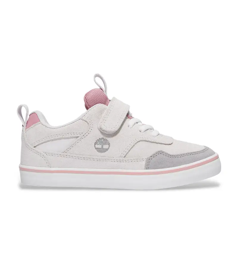 Timberland per ragazzo TB0A27PKEWG1 Sneakers in pelle Stone Jump bianche, rosa, Bianco, Basso, Stringhe, Casual, moda per bambini