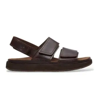 per uomo TB0A26X8W011 Sandali in Pelle con cinturino posteriore Casco Cove marrone scuro (45), Basso, Velcro, Casual