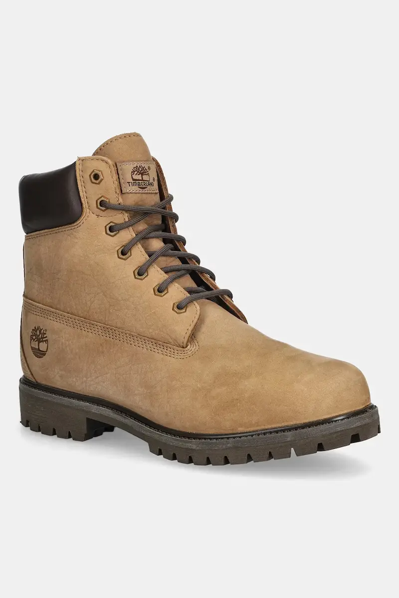 Timberland stivali alti in pelle colore beige