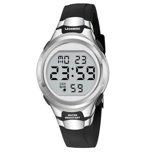 Timever Orologio da Donna con Cinturino in Silicone, Orologio Digitale da Donna con Sveglia, Cronometro, Data, Luce