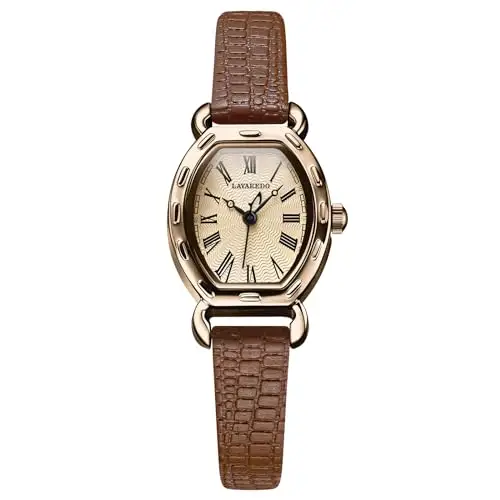 Timever Orologio da Donna Elegante Vintage al Quarzo - Cinturino in Pelle con Numeri Romani - Resistente all'Acqua 3