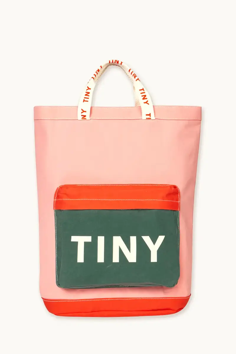 Tinycottons borsa bambino/a COLOR BLOCK TOTEPACK colore rosa AW25-509