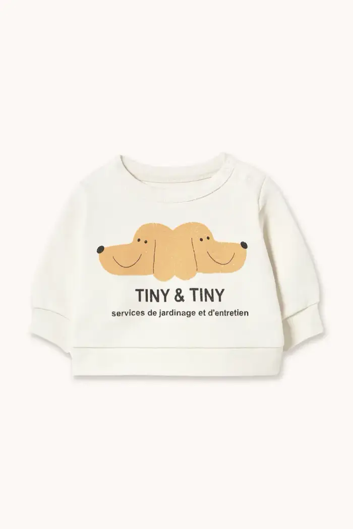 Tinycottons felpa in cotone neonato/a TINY & TINY BABY SWEATSHIRT Bianco