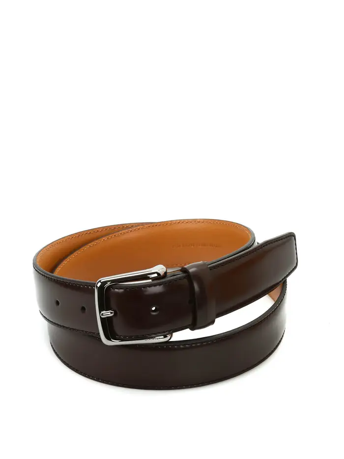 Tod s Cintura in pelle spazzolata Marrone Scuro