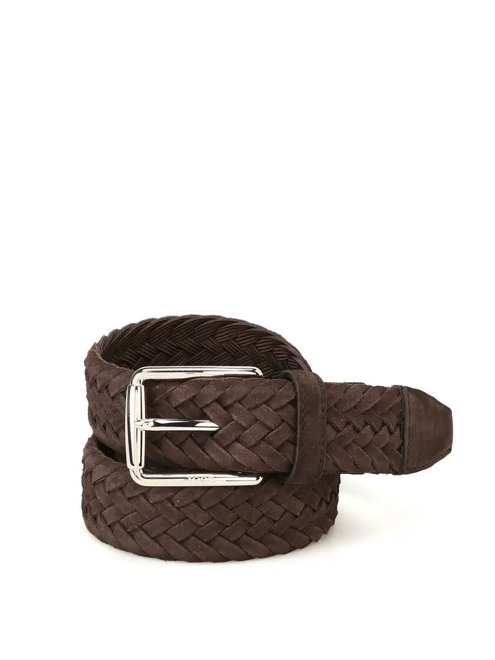 Tod s Cintura in suede moro intrecciato Marrone Scuro