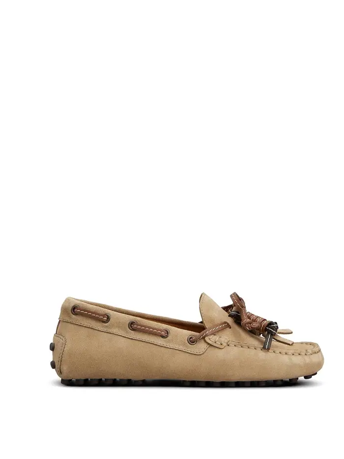 Mocassini Gommino In Pelle Scamosciata Beige
