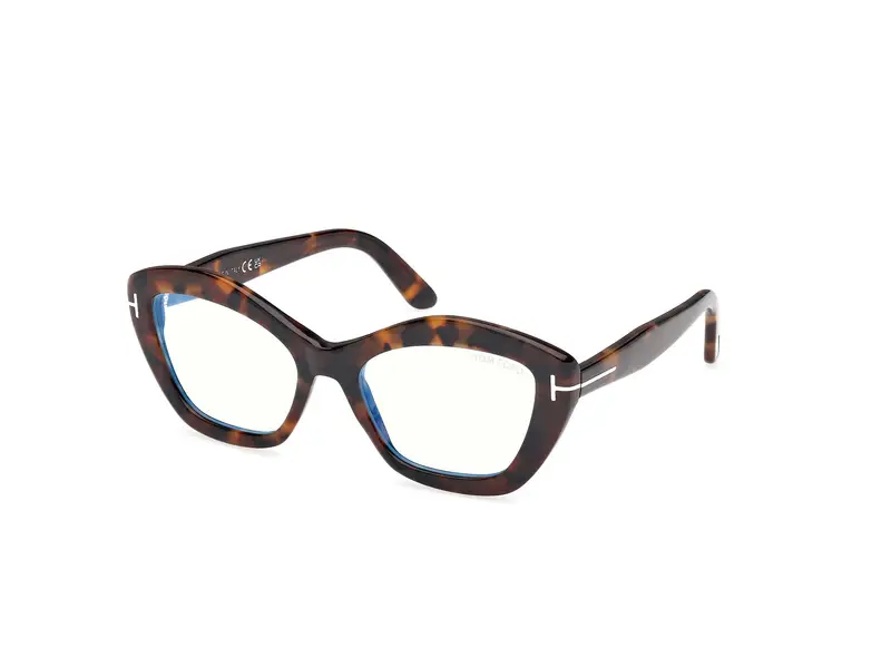 Tom Ford Donna FT6044-B 52 Montature da vista Acetato Havana Geometrica Normale