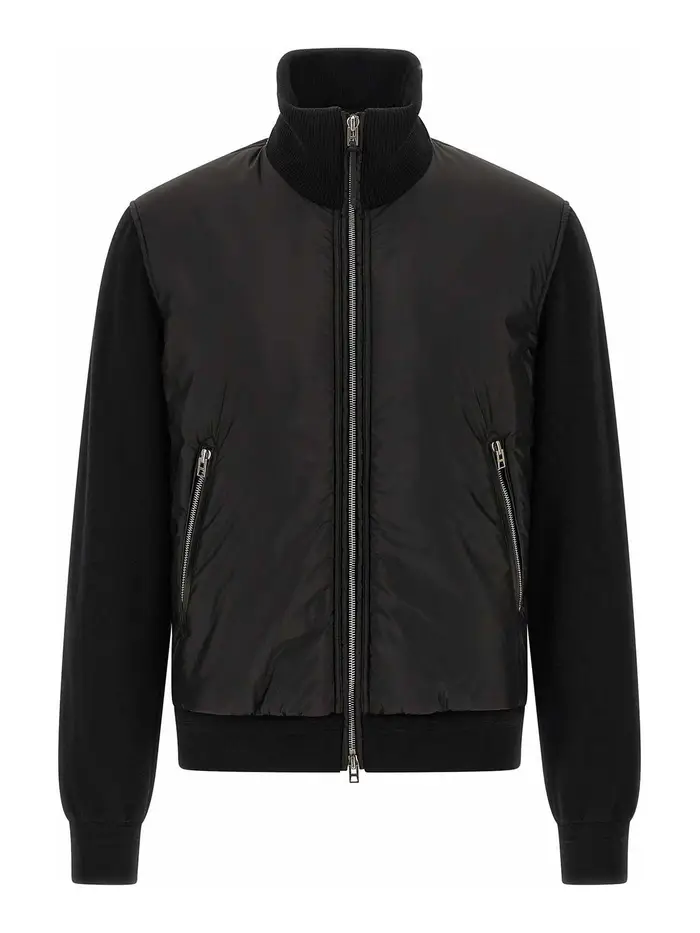 Giubbotto bomber in lana merino Nero
