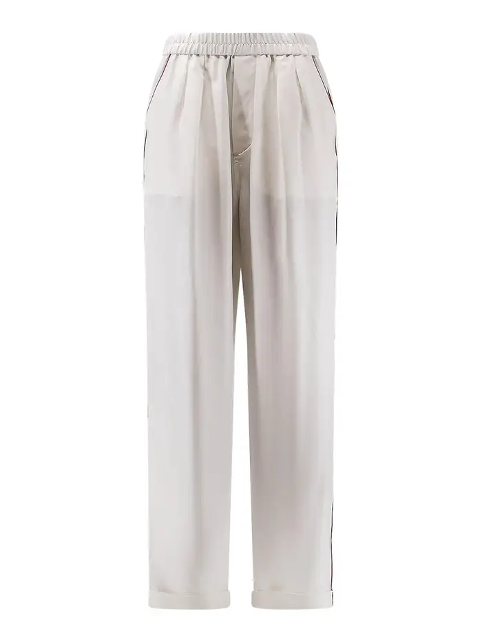 Pantalone In Seta Beige