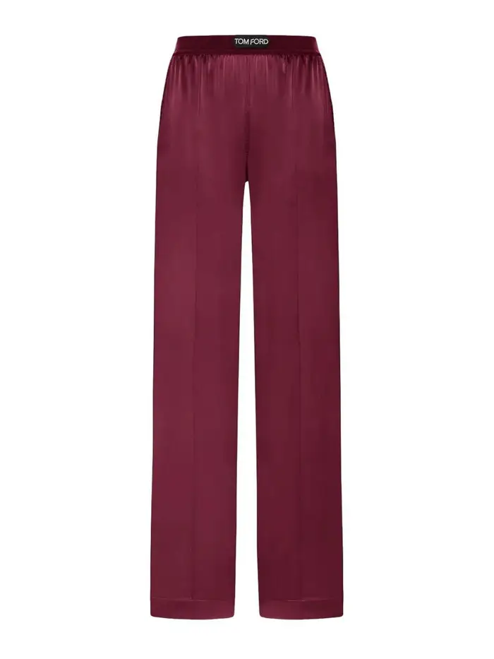 Tom Ford Pantaloni PJ in raso in seta allungata Argento