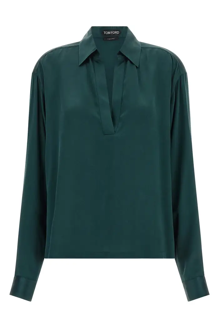 TOM FORD Polo Raso Di Seta Verde