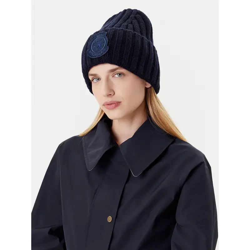 Tommy Hilfiger Berretto Th Crest Fluffy AW0AW18210 Blu scuro