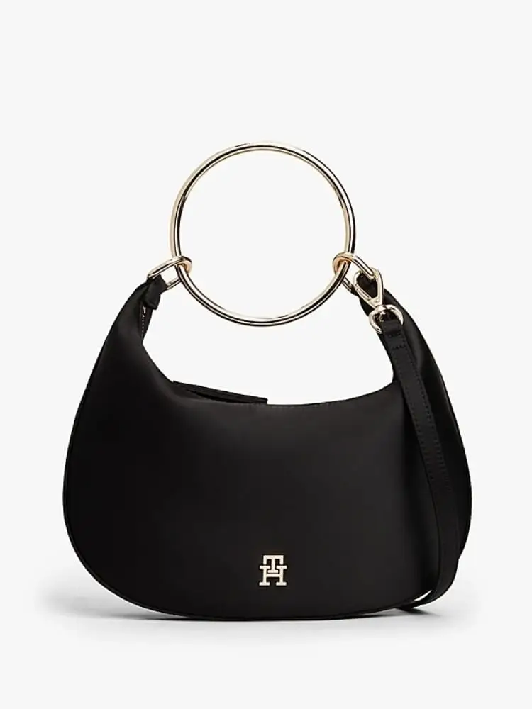 Tommy Hilfiger borsa hobo nera con manico a bracciale